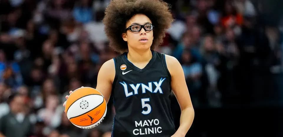 Player from Lynx holding basketball during game