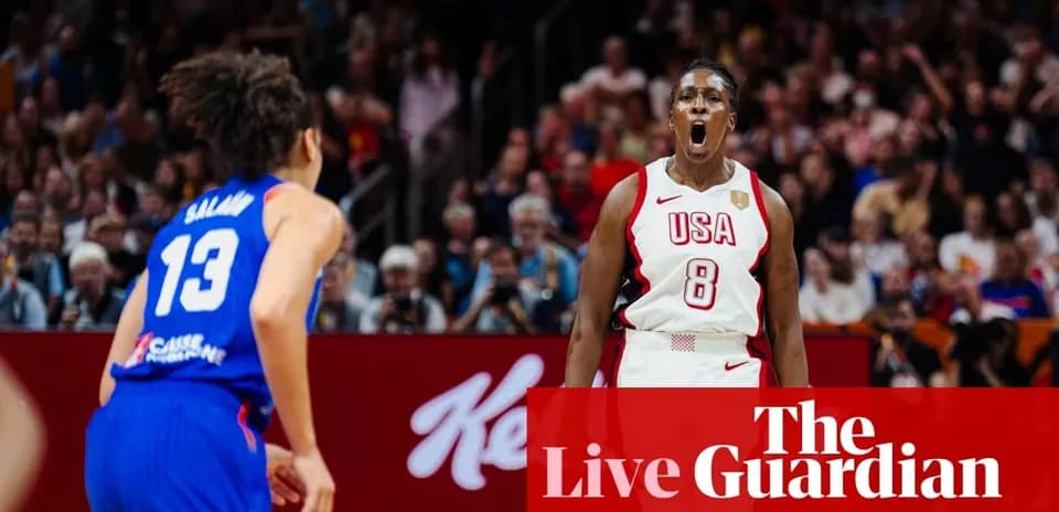 Player in USA jersey celebrating during basketball game