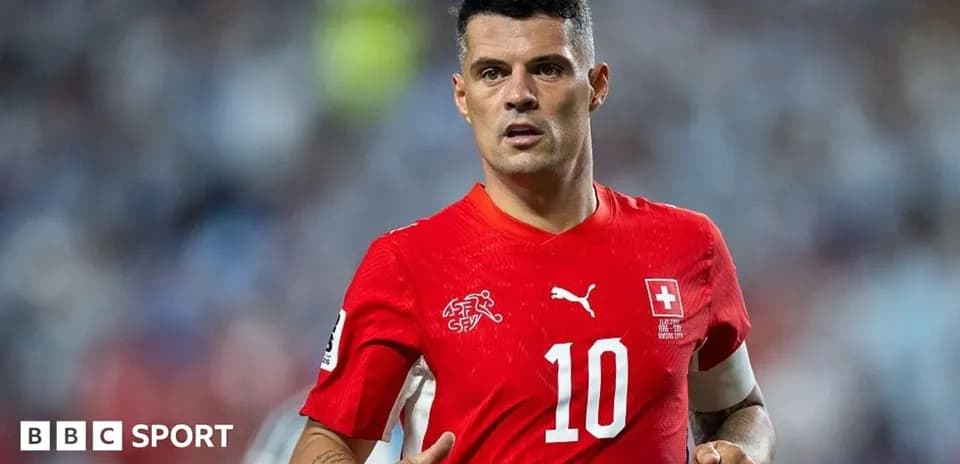 Granit Xhaka in red Switzerland kit on the field