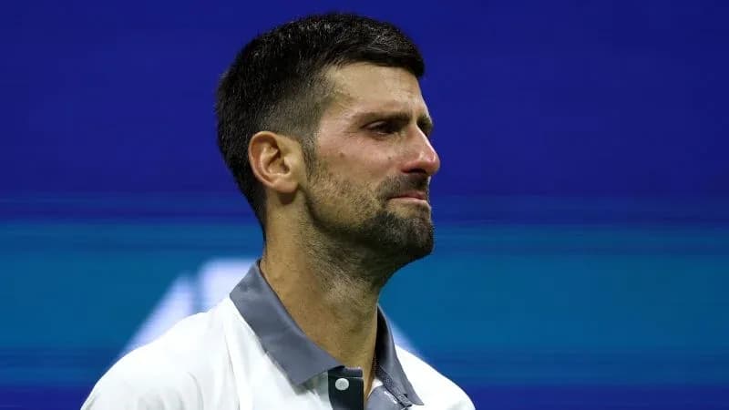 Tennis player with tears after match conclusion