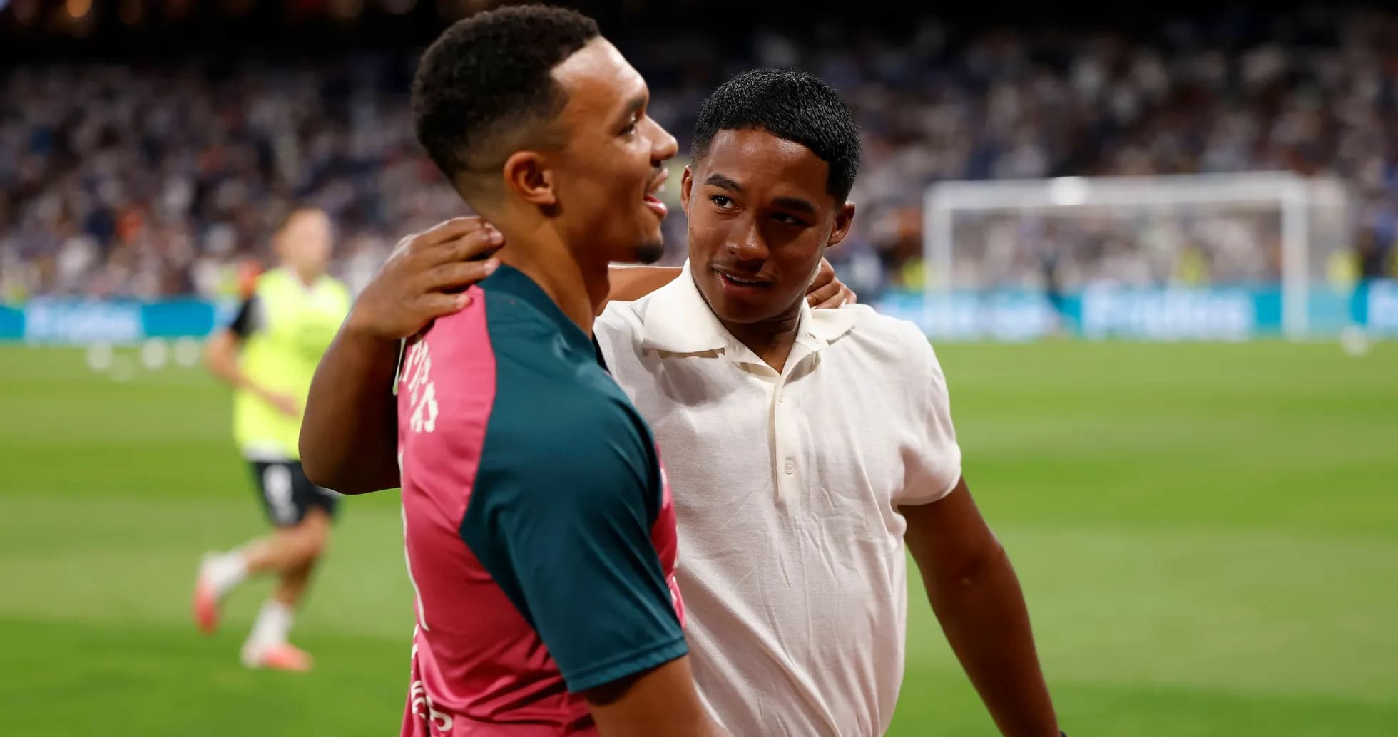 Two players sharing a moment on the field