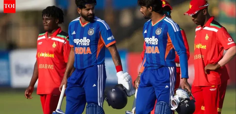 Indian cricketers walking off field after match