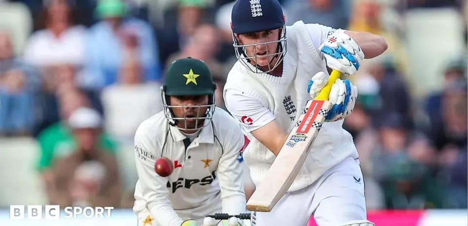 Batsman playing a shot against bowler in cricket match