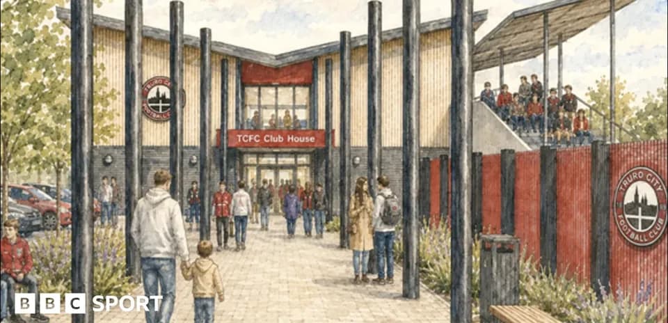 Rendering of TCFC Club House with visitors arriving