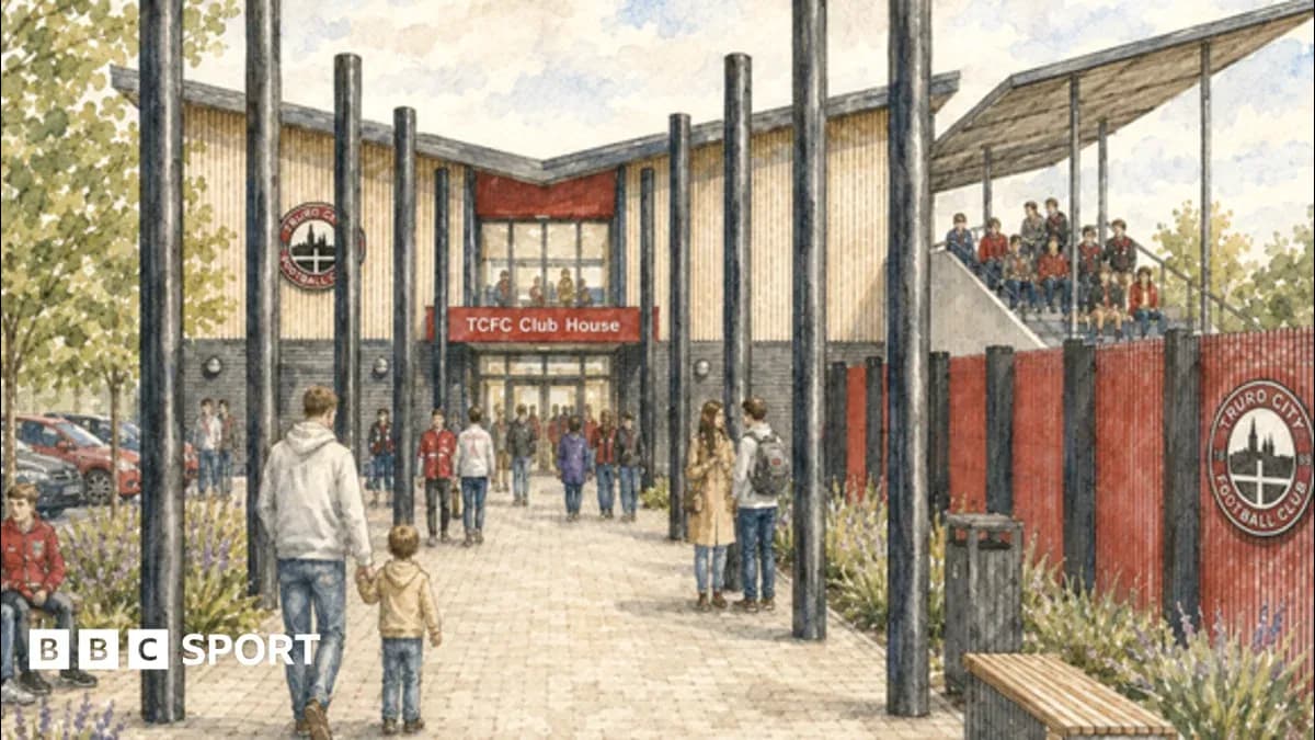 Rendering of TCFC Club House with visitors arriving