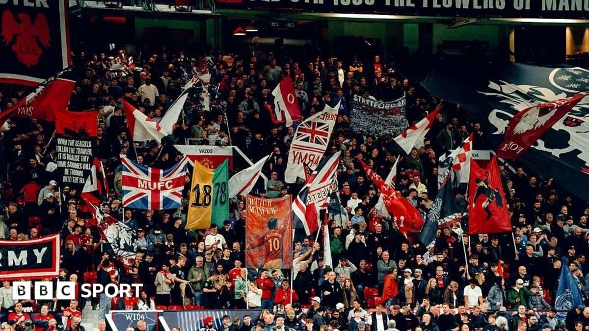 Crowd waving flags during a football match