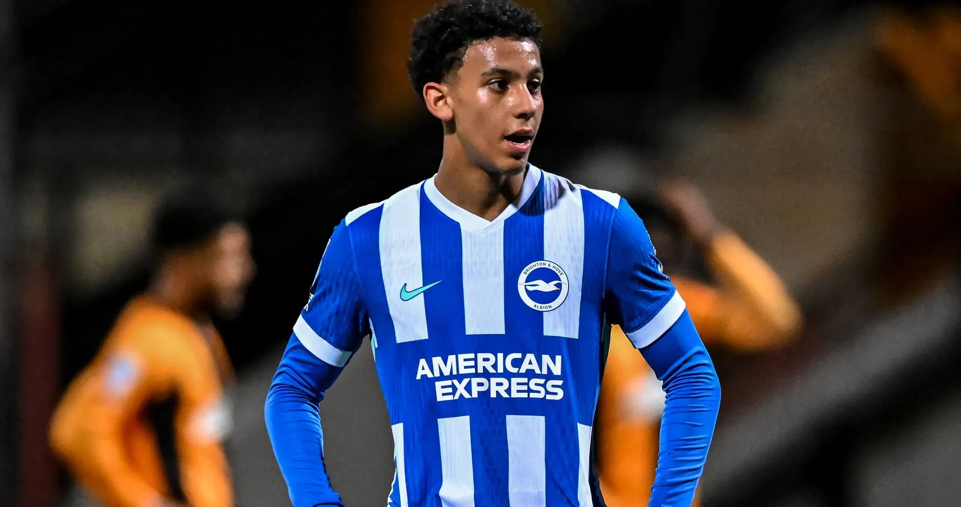 Player in Brighton & Hove Albion jersey during match