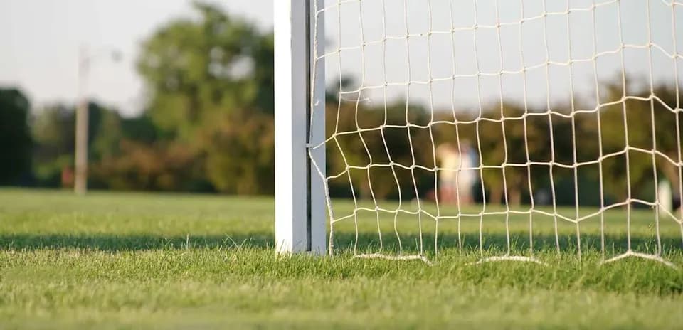 Close-up of soccer goal with netting