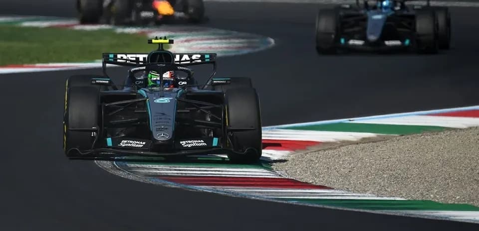 Mercedes car leading during a Formula 1 race