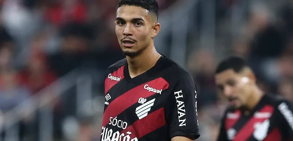 Player wearing Athletico Paranaense jersey on field