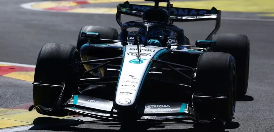 Mercedes Formula 1 car navigating a track corner