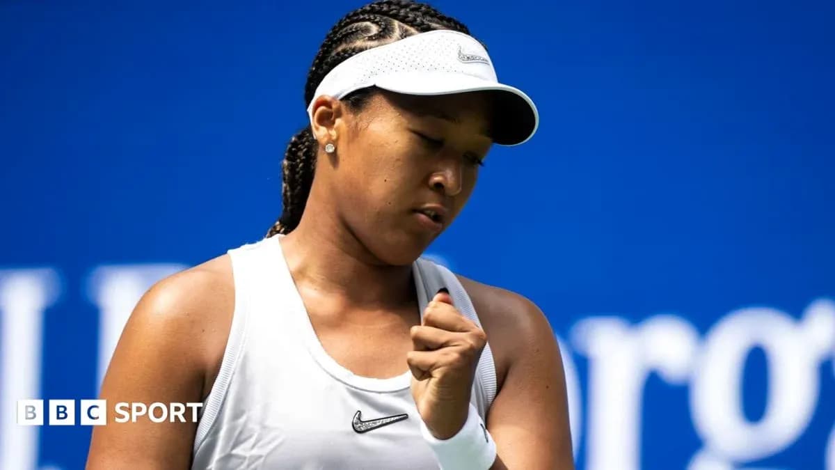 Naomi Osaka celebrating during a tennis match
