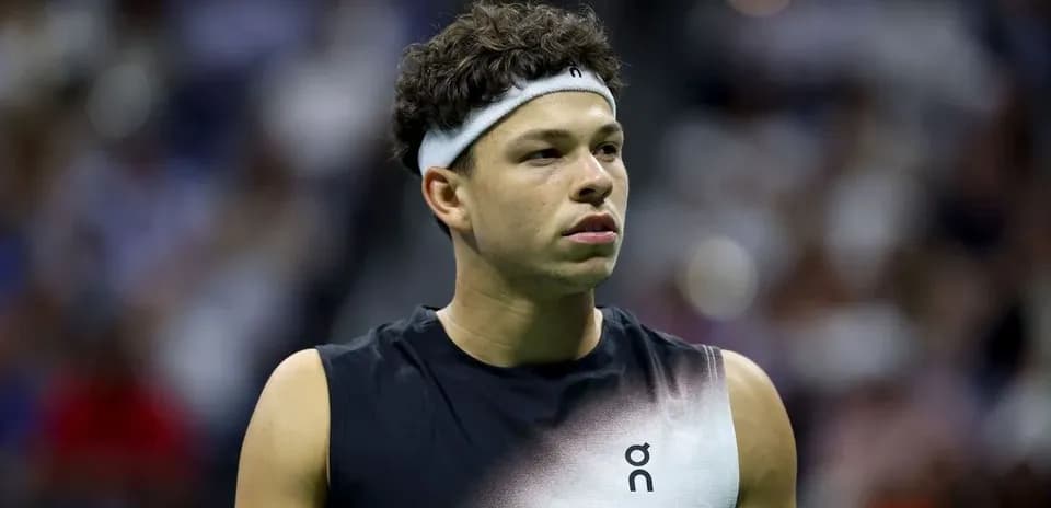 Tennis player in action during a match