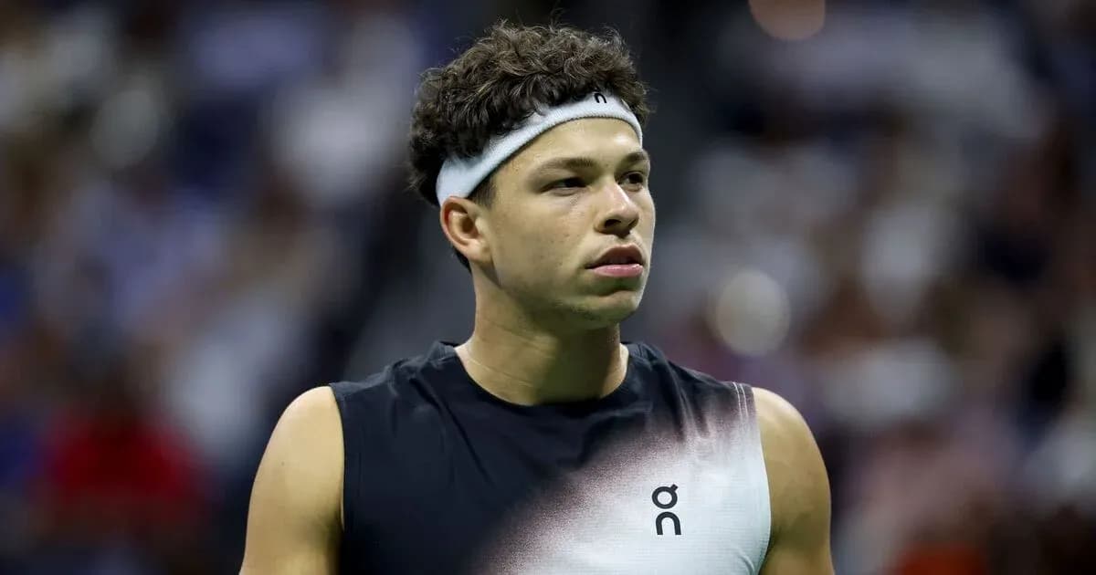 Tennis player in action during a match