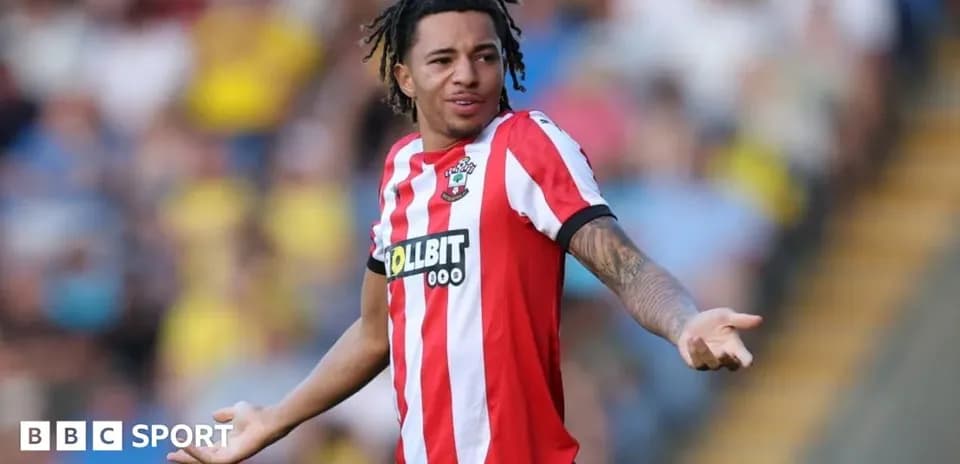 Player gesturing during a match for Southampton