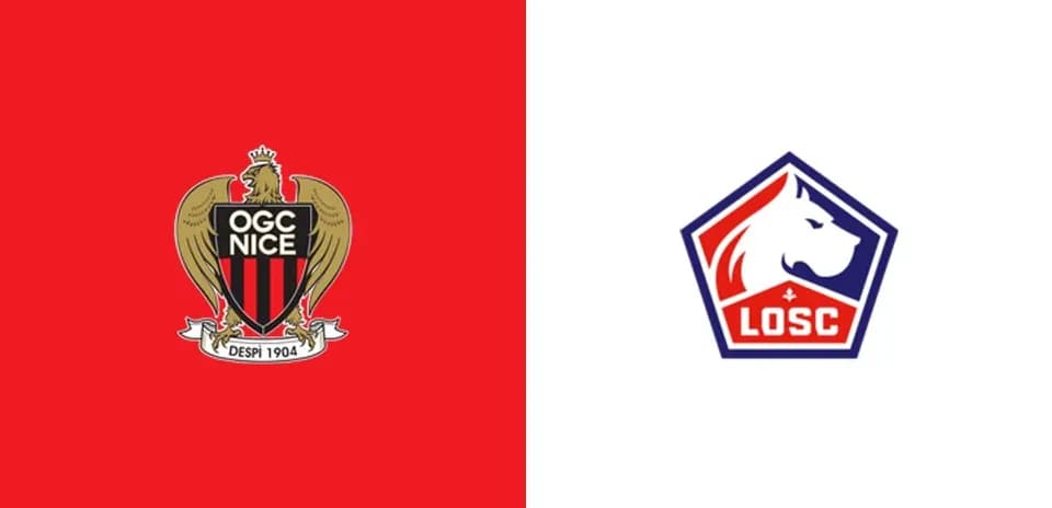 Logos of OGC Nice and LOSC Lille displayed