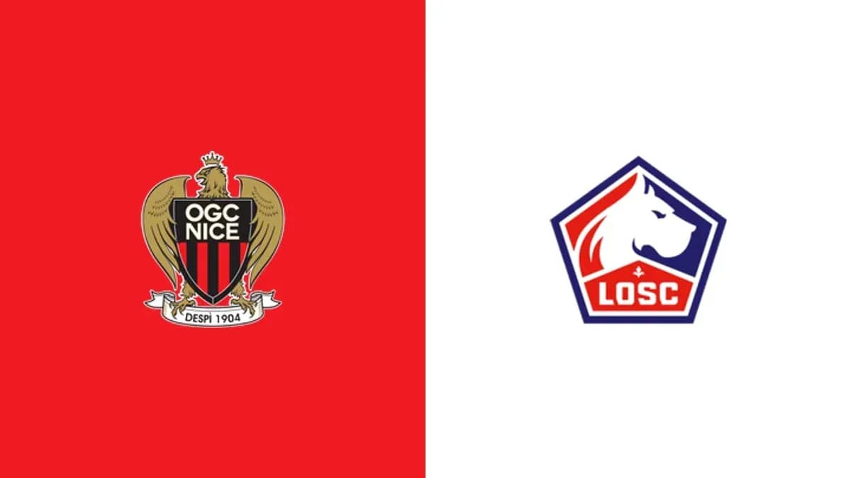 Logos of OGC Nice and LOSC Lille displayed