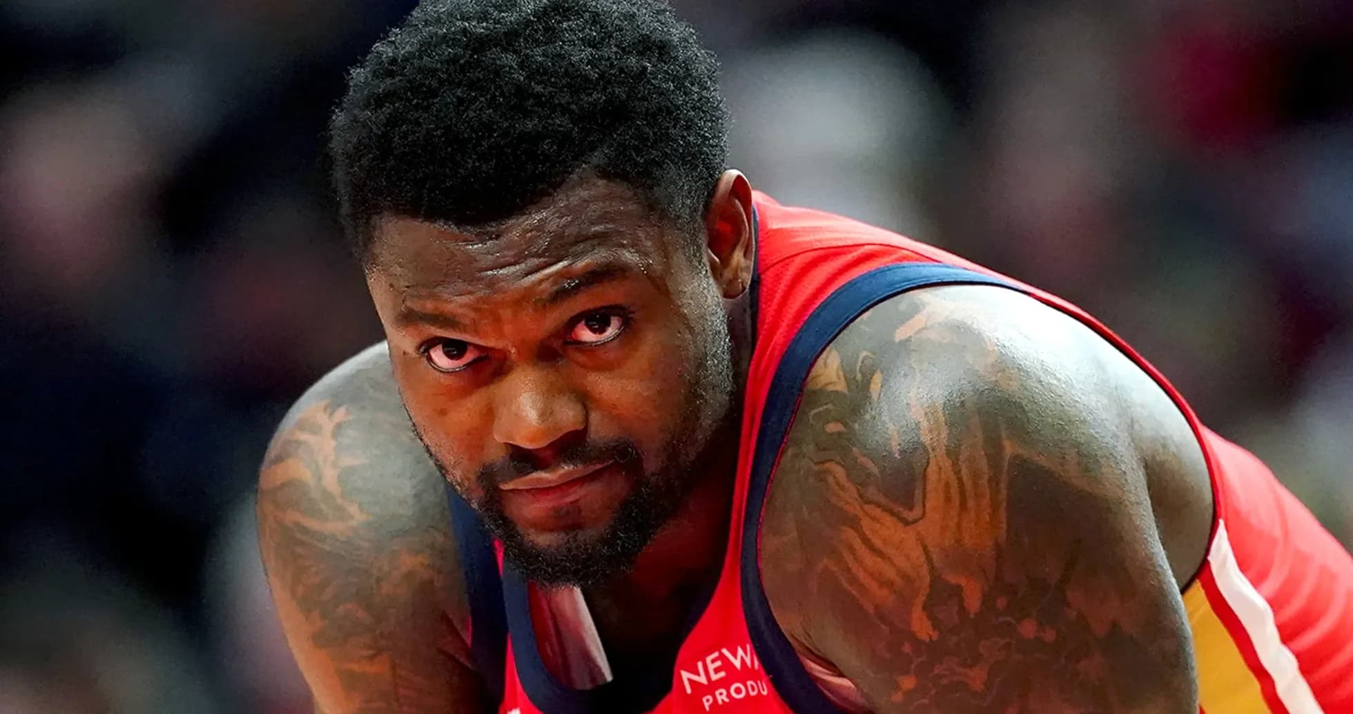 Basketball player focusing during a game