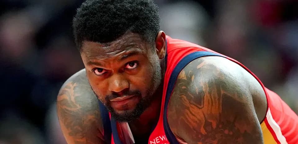 Basketball player focusing during a game