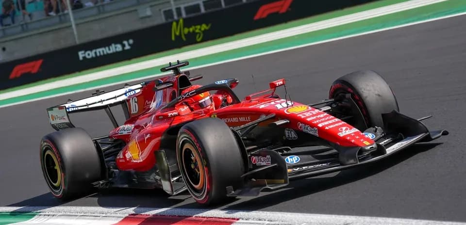 Ferrari F1 car racing on track at Monza