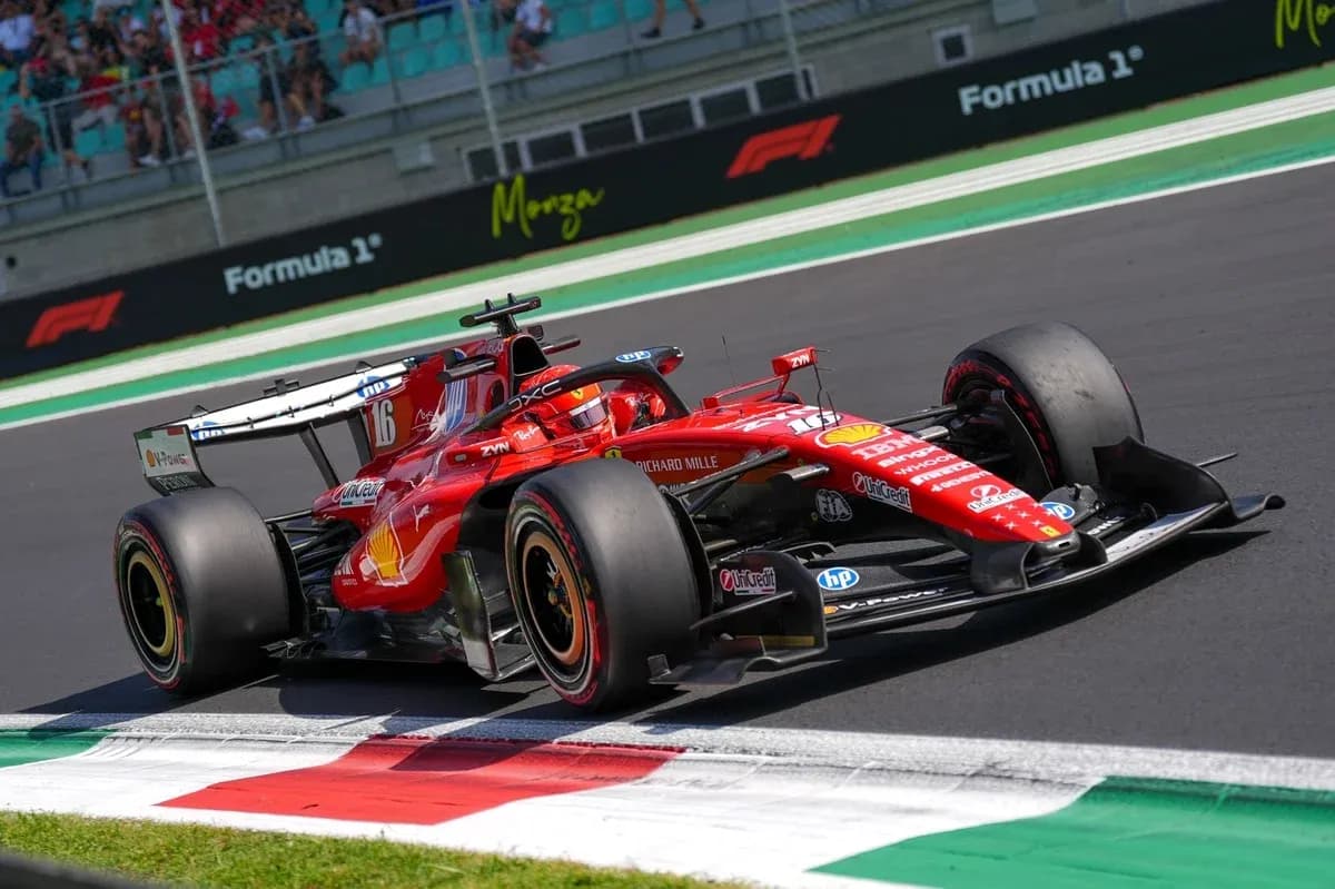 Ferrari F1 car racing on track at Monza