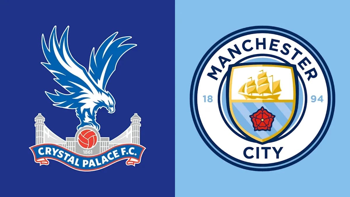 Logos of Crystal Palace and Manchester City football clubs