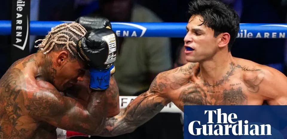 Boxers exchanging punches during a boxing match