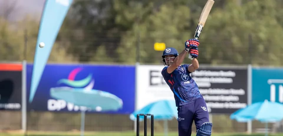Batsman hitting the ball during cricket practice