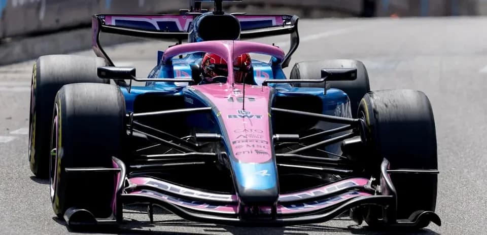 Racing car in motion during Formula 1 event