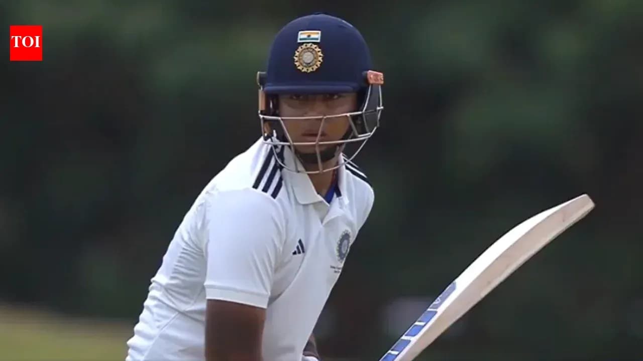 Batsman preparing to face delivery in cricket match