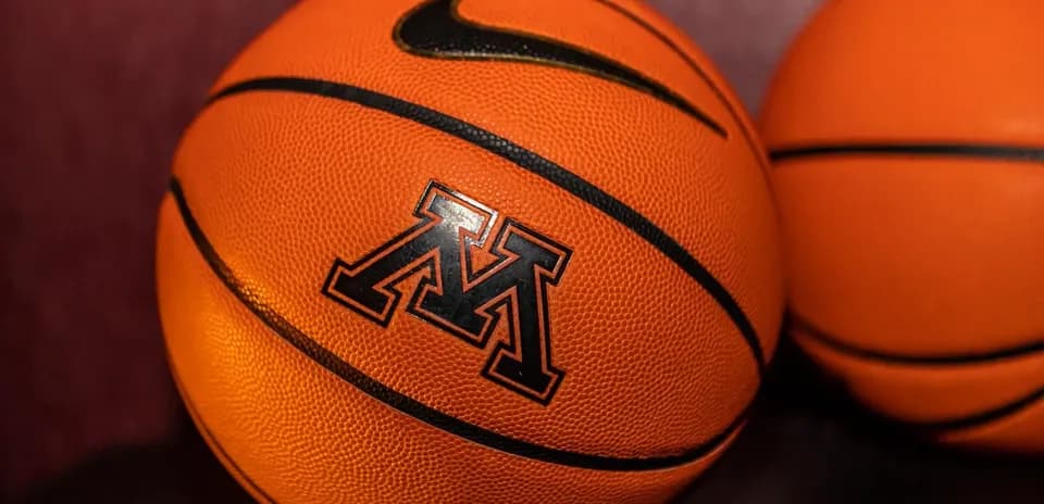 Close-up of basketball with Minnesota logo