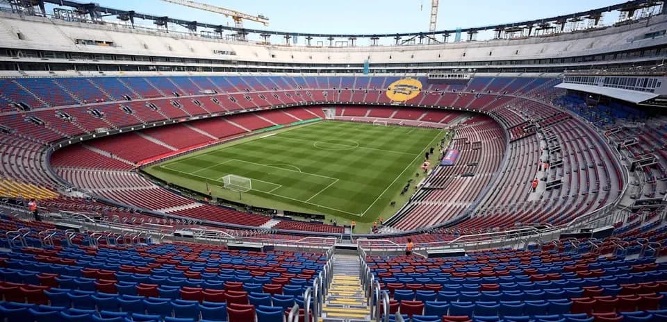 View of the stadium with empty seats and field