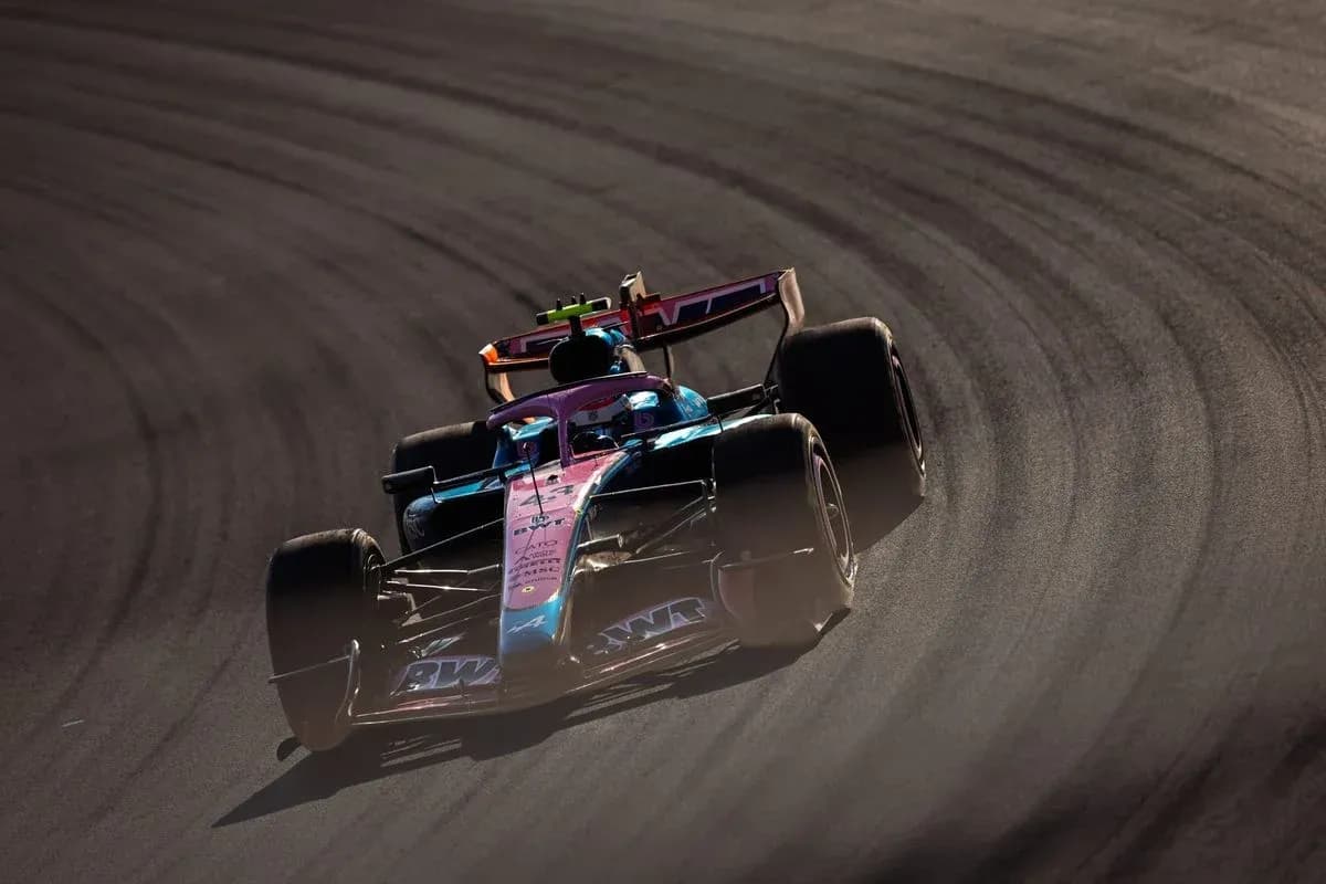Formula 1 car drifting on racetrack corner