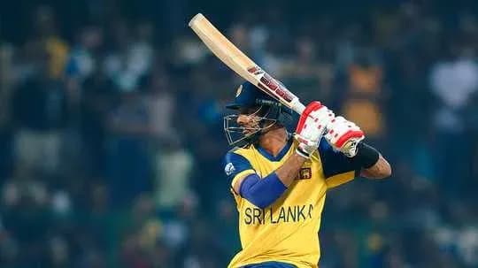 Batsman from Sri Lanka preparing to hit the ball
