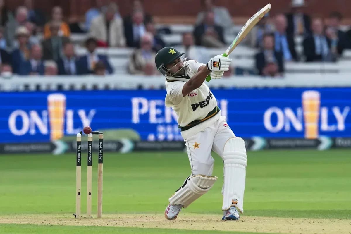 Batsman hitting the ball during cricket match