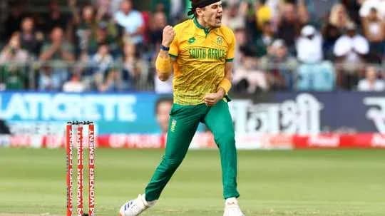 South African player celebrating a wicket during match