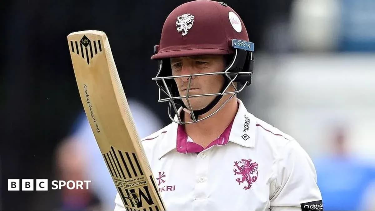 Cricketer from Somerset preparing to bat