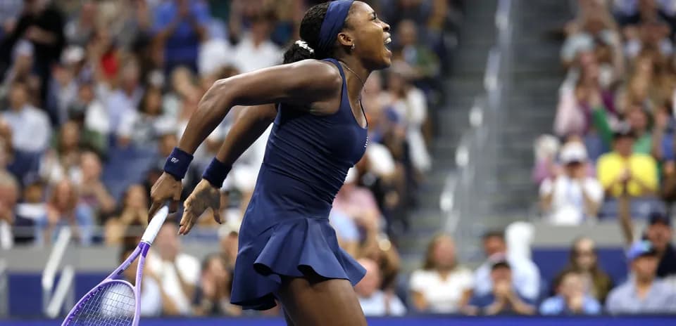 Tennis player celebrating during a match at US Open