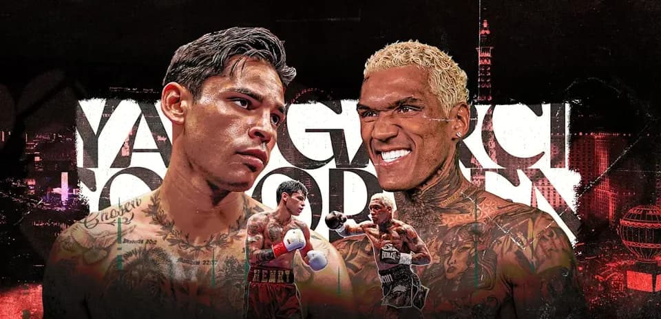 Boxing match promotional image featuring two fighters