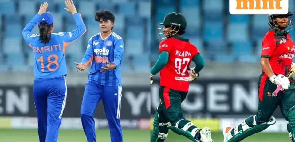 Indian and Bangladeshi players during a cricket match