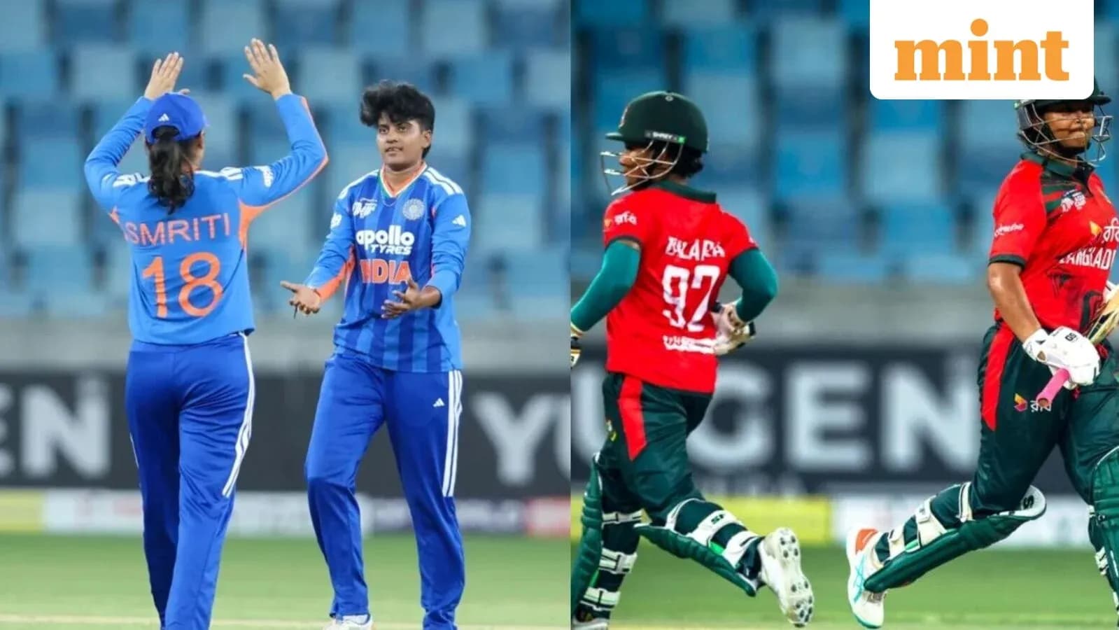 Indian and Bangladeshi players during a cricket match