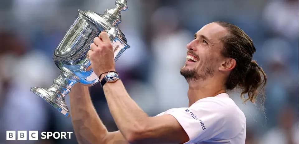 Player celebrating with US Open trophy in hand