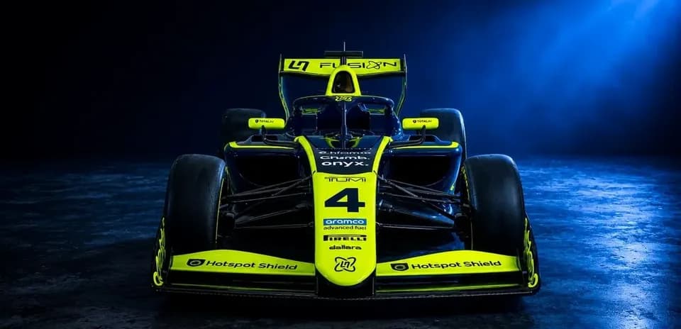 Formula racing car in bright yellow and black design