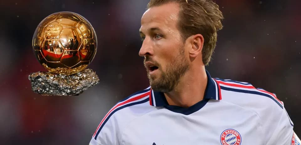 Player in Bayern Munich jersey with Ballon d'Or trophy