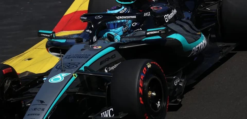 Mercedes Formula 1 car navigating a track corner