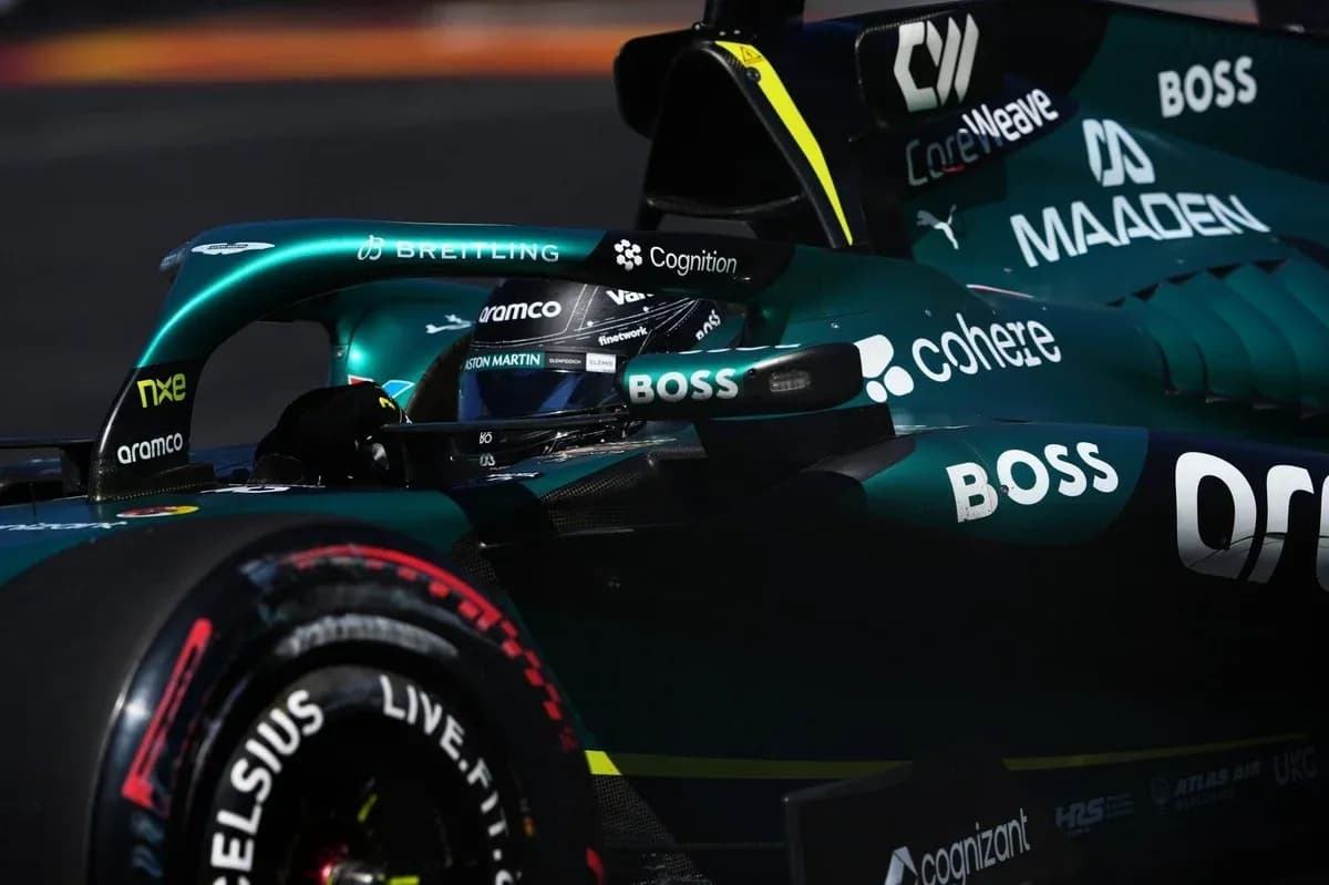 Aston Martin Formula 1 car on track during race