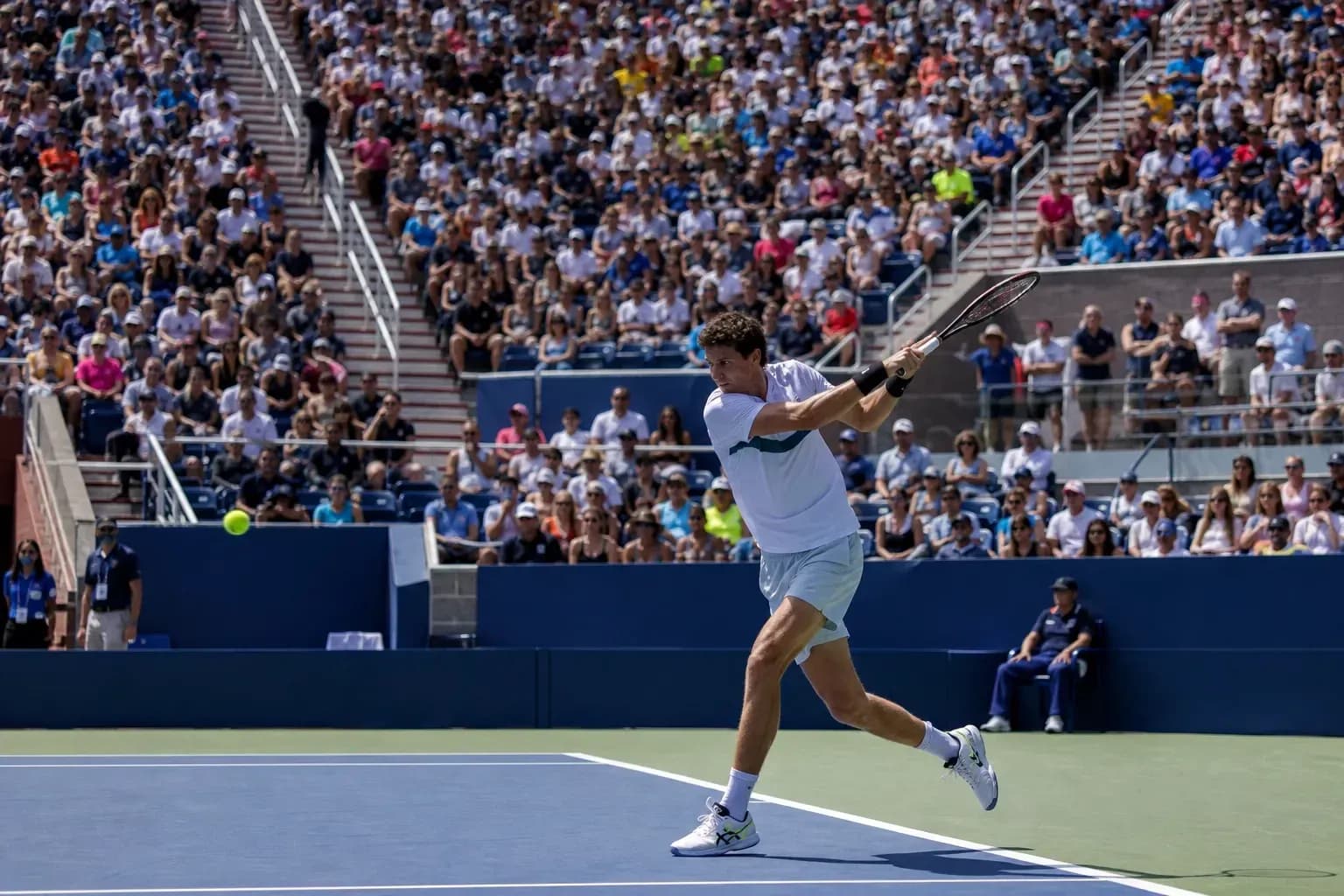 Player hitting a forehand shot during match