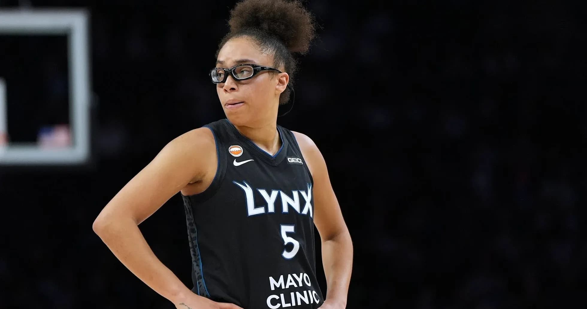Player in Lynx uniform during basketball game