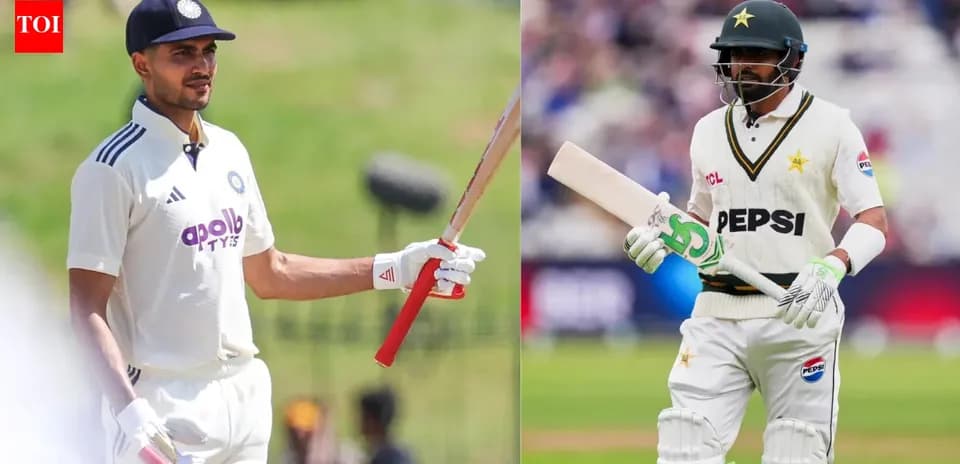 Two cricket players preparing to bat on field