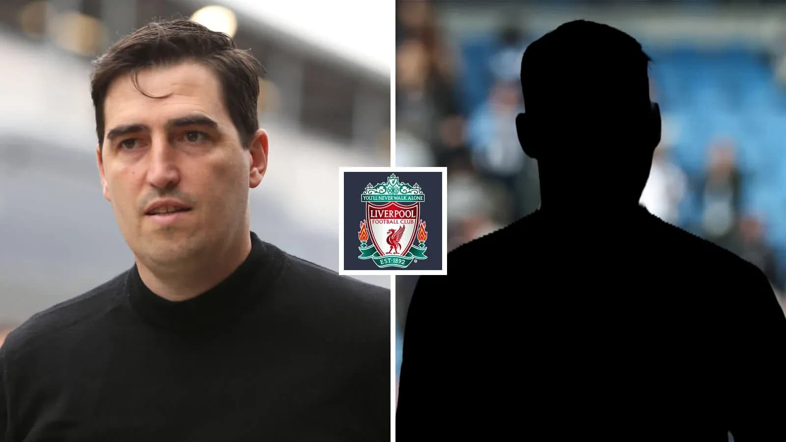 Liverpool badge with two silhouettes on either side